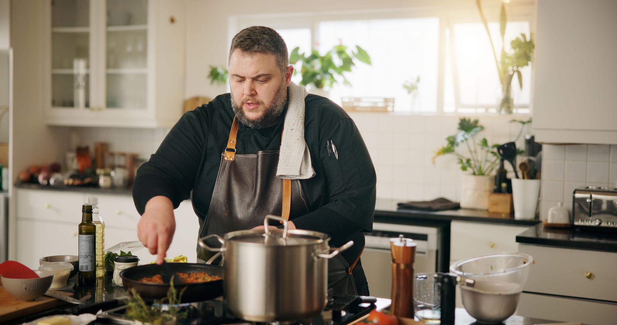 Chef preparing food for party